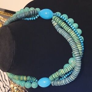 Blue and Green Beaded Necklace